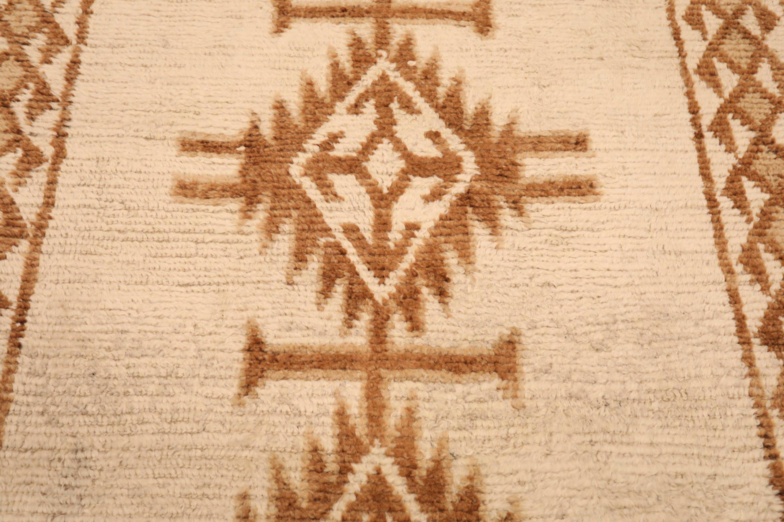 Türkei Anatoly Läufer Teppich - Wolle Braun Elfenbein Design - 93362 (20. Jahrhundert) im Angebot