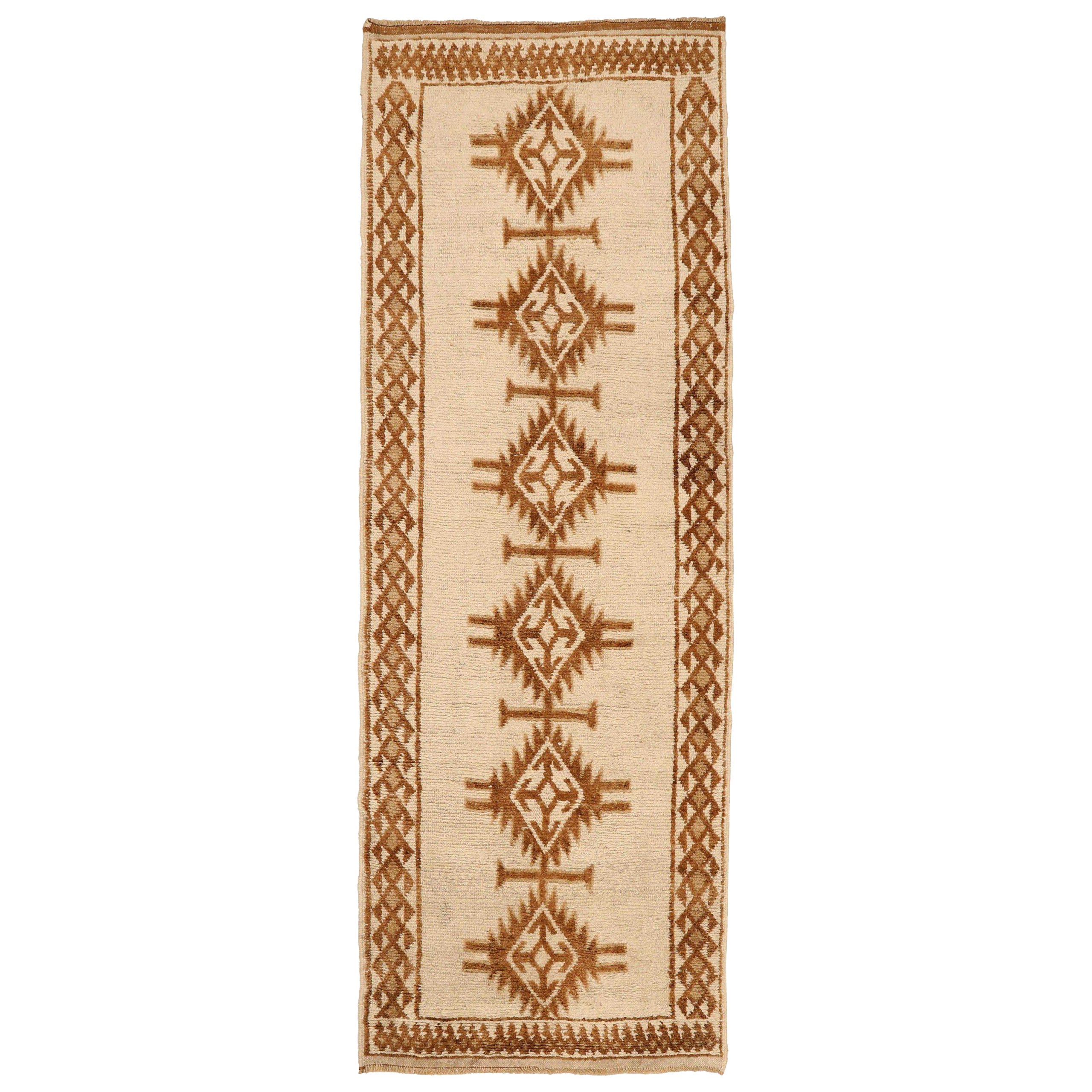 Türkei Anatoly Läufer Teppich - Wolle Braun Elfenbein Design - 93362