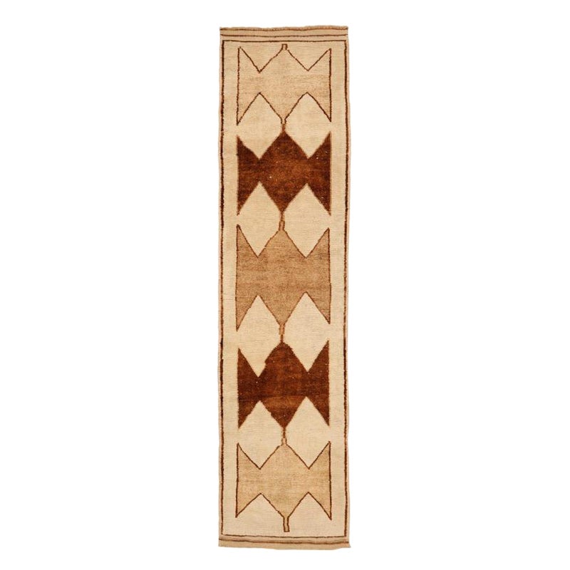 Tapis de course Turkey Anatoly - Laine Brown Ivory Design - 93370 en vente