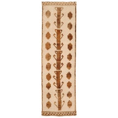 Turkey Anatoly Runner Rug - Wool Brown Ivory Design - 93371