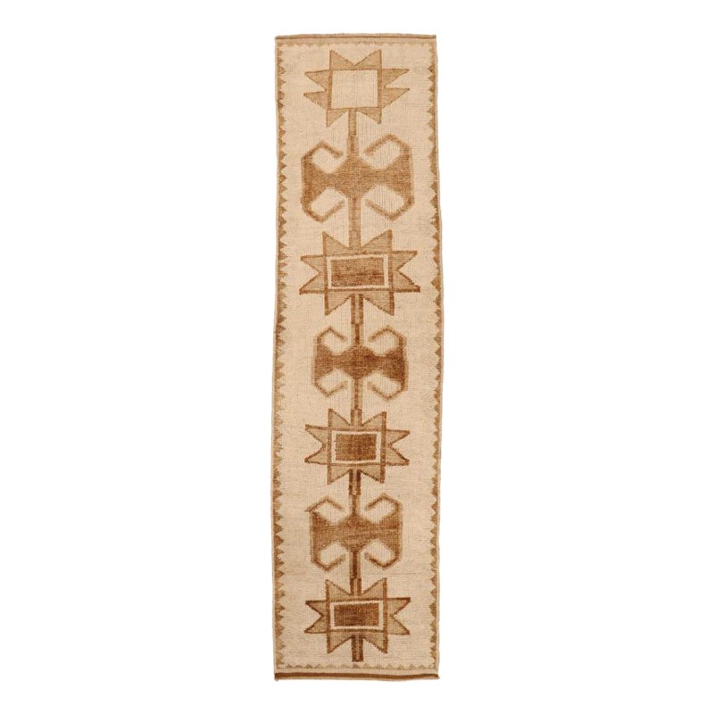 Türkei Anatoly Läufer Teppich - Wolle Braun Elfenbein Design - 93372