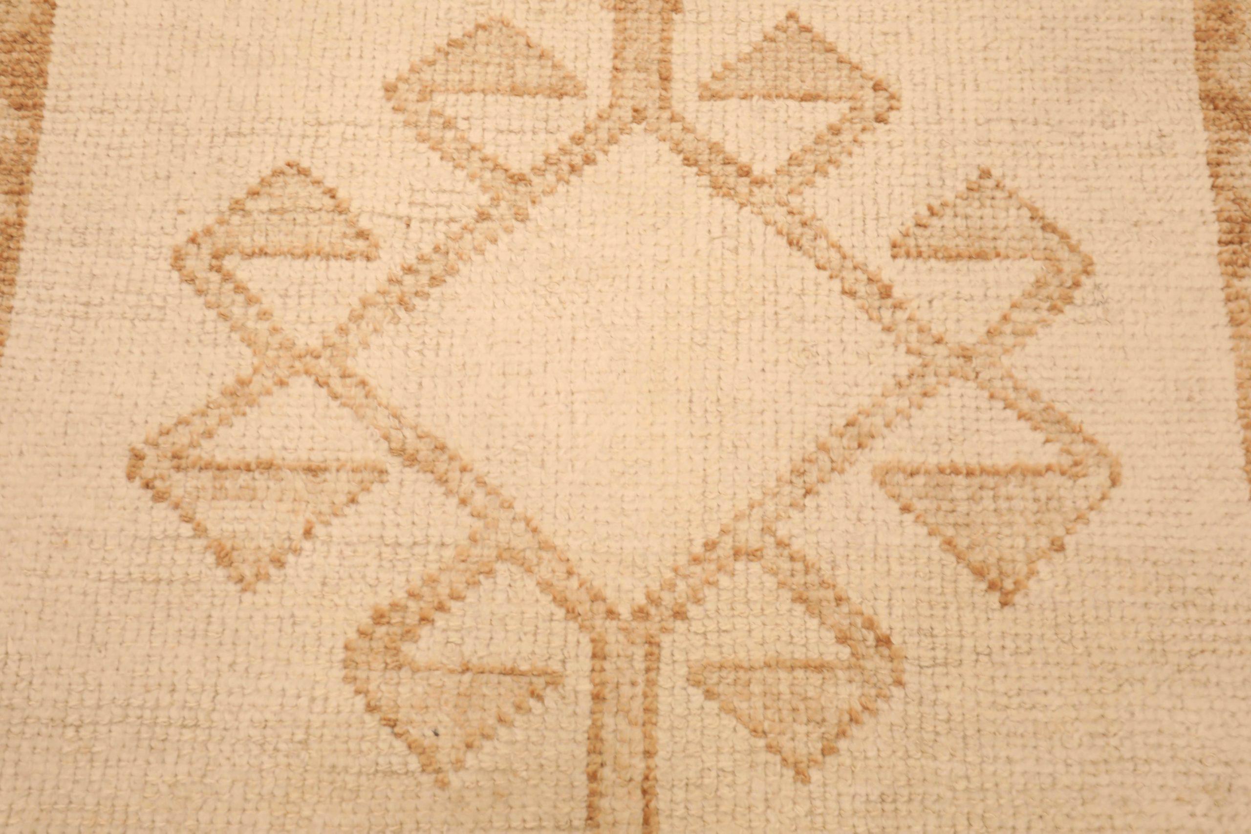 Turkish Turkey Anatoly Runner Rug - Wool Brown Ivory Design - 93373 For Sale