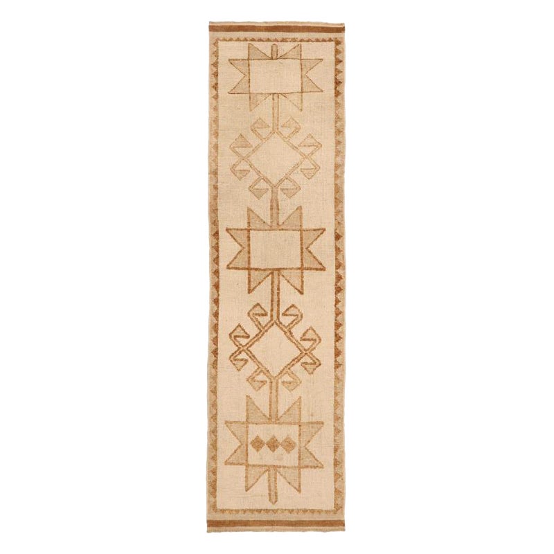 Türkei Anatoly Läufer Teppich - Wolle Braun Elfenbein Design - 93373