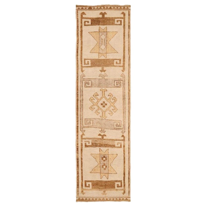 Türkei Anatoly Läufer Teppich - Wolle Braun Elfenbein Design - 93375