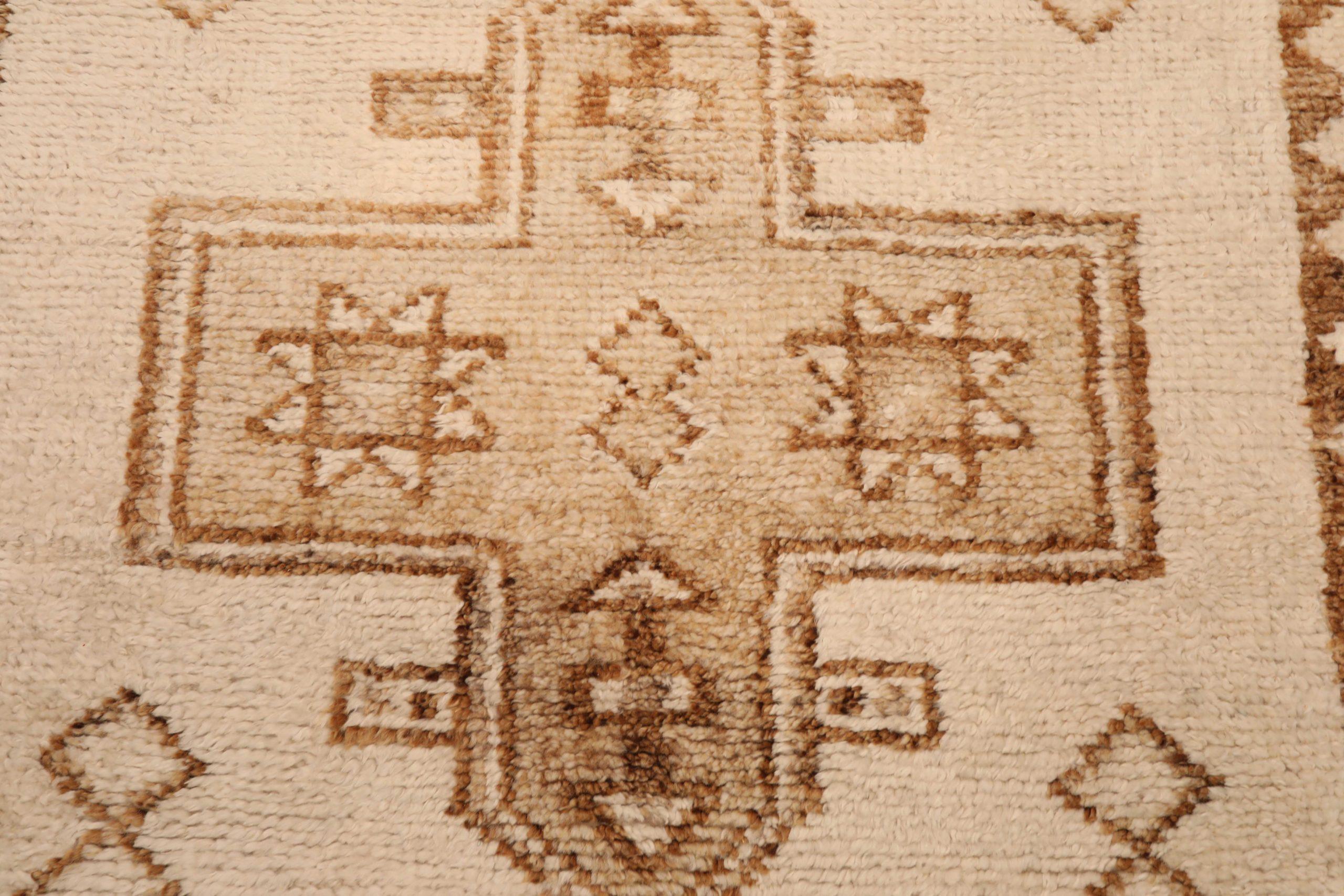 Türkei Anatoly Läufer Teppich - Wolle Braun Elfenbein Design - 93377 im Zustand „Hervorragend“ im Angebot in Dallas, TX