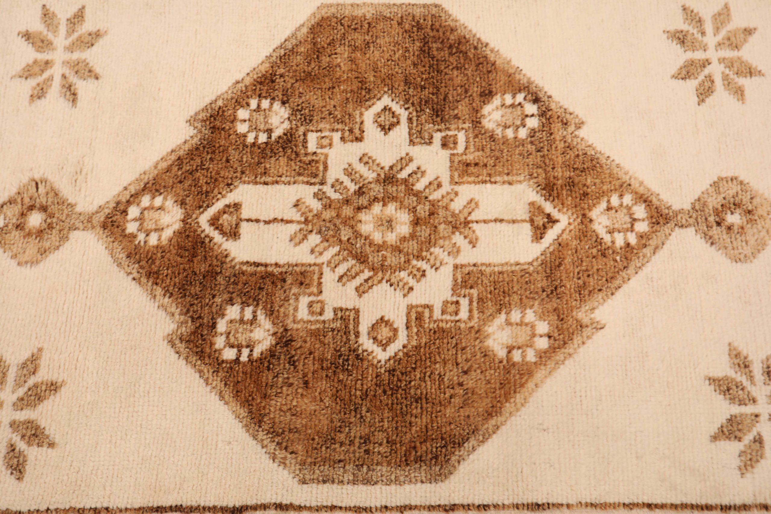 Türkei Anatoly Läufer Teppich - Wolle Braun Elfenbein Design - 93379 im Zustand „Hervorragend“ im Angebot in Dallas, TX