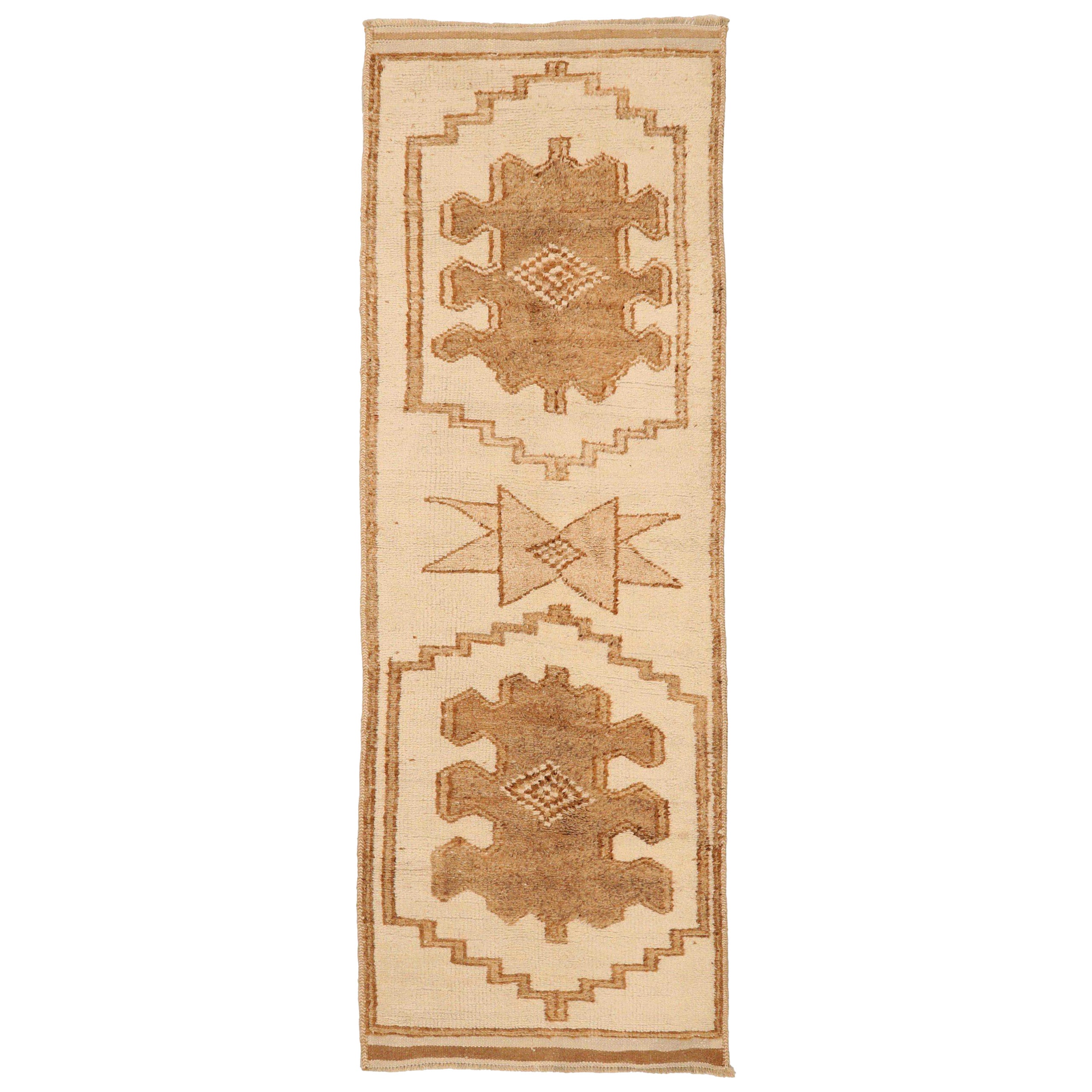 Türkei Anatoly Läufer Teppich - Wolle Braun Elfenbein Design - 93382