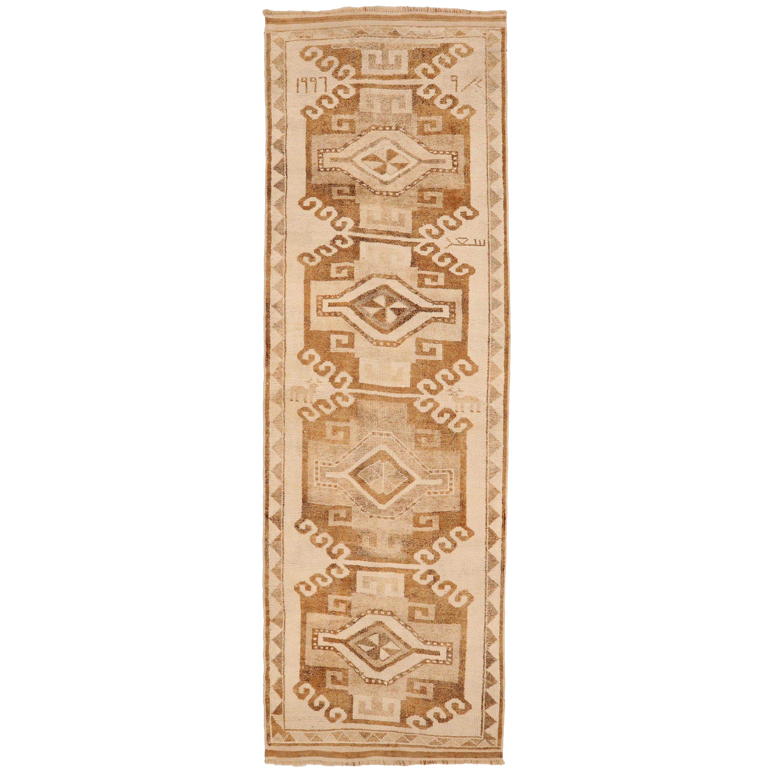 Türkei Anatoly Läufer Teppich - Wolle Braun Elfenbein Design - 93384