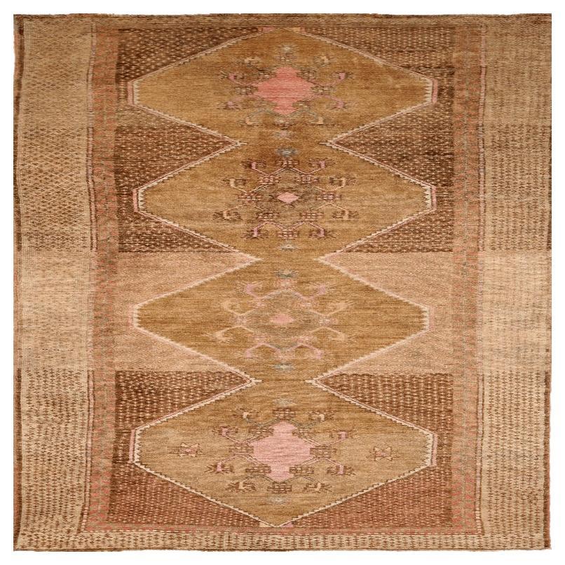 Türkei Anatoly Läufer Teppich - Wolle Braun Elfenbein Rosa Design - 92935