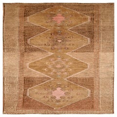 Türkei Anatoly Läufer Teppich - Wolle Braun Elfenbein Rosa Design - 92935