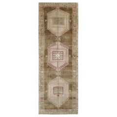 Tapis de course Turkey Anatoly - Laine Brown Ivory Pink Design - 93049