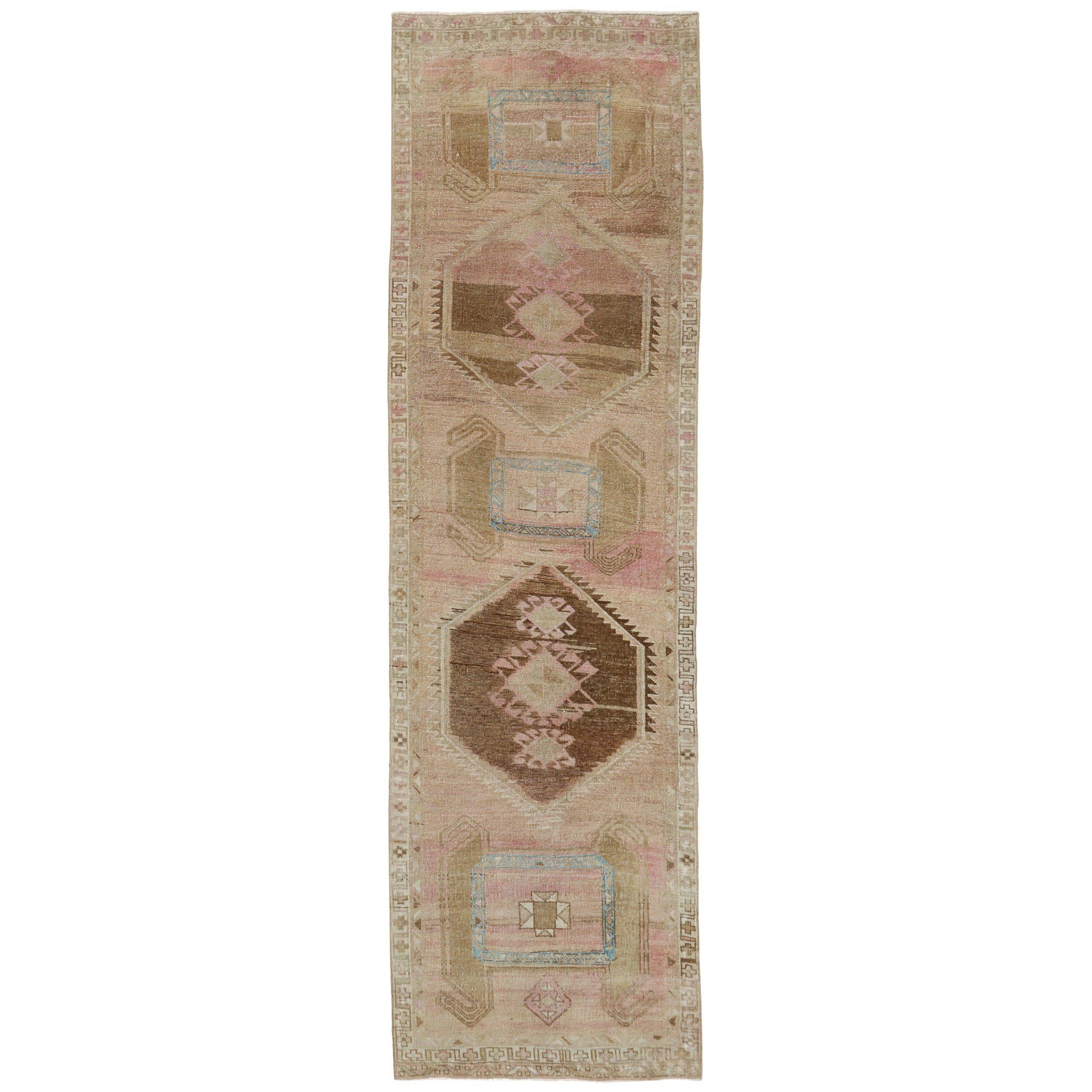 Tappeto Anatoly Runner - Lana Marrone Avorio Rosa - 93261