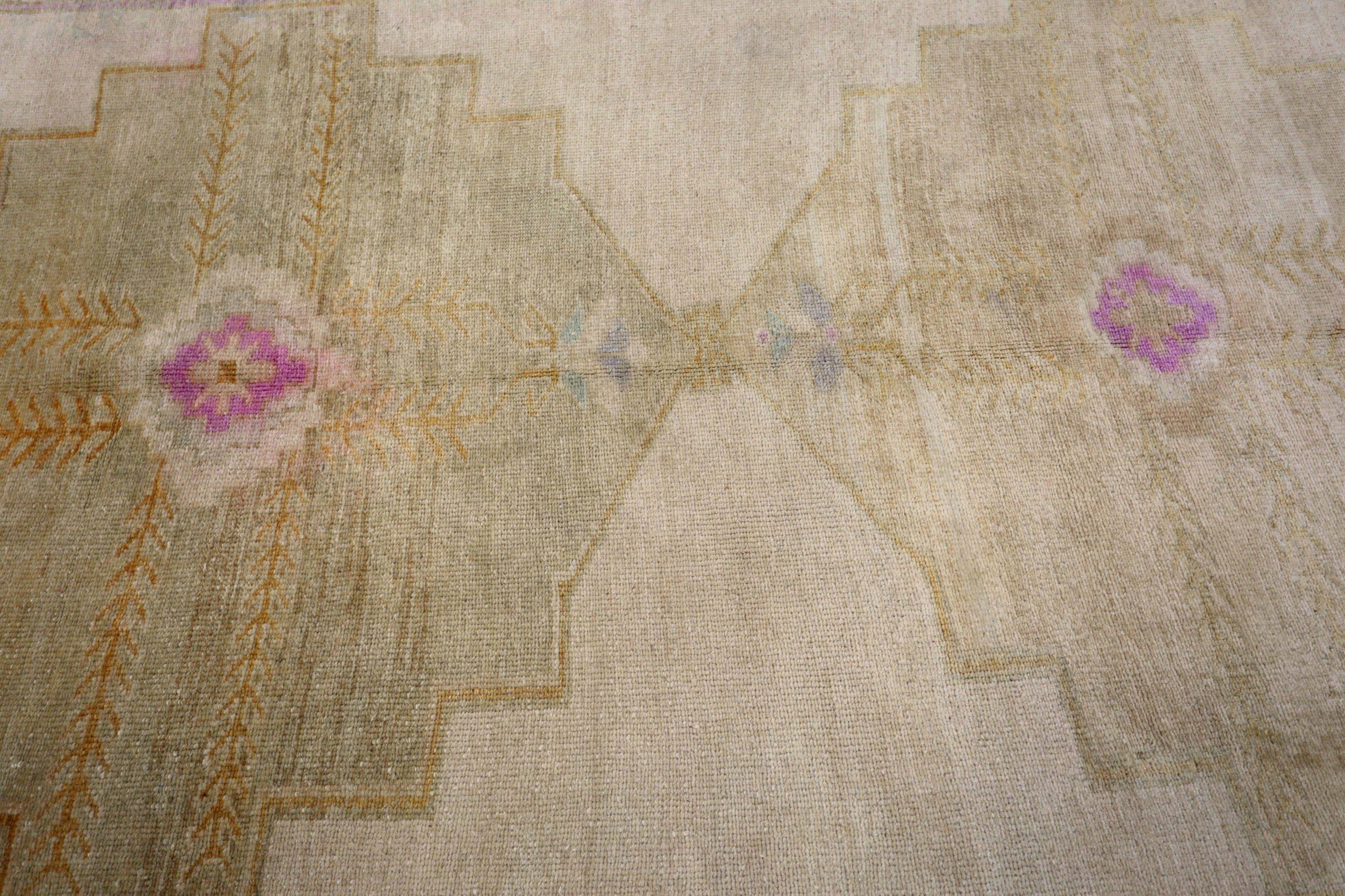 XX secolo Tappeto Anatoly Runner - Lana Marrone Avorio Purpel Design - 93048 in vendita