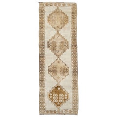 Turkey Anatoly Runner Rug - Wool Brown Ivory Taupe Design - 93206