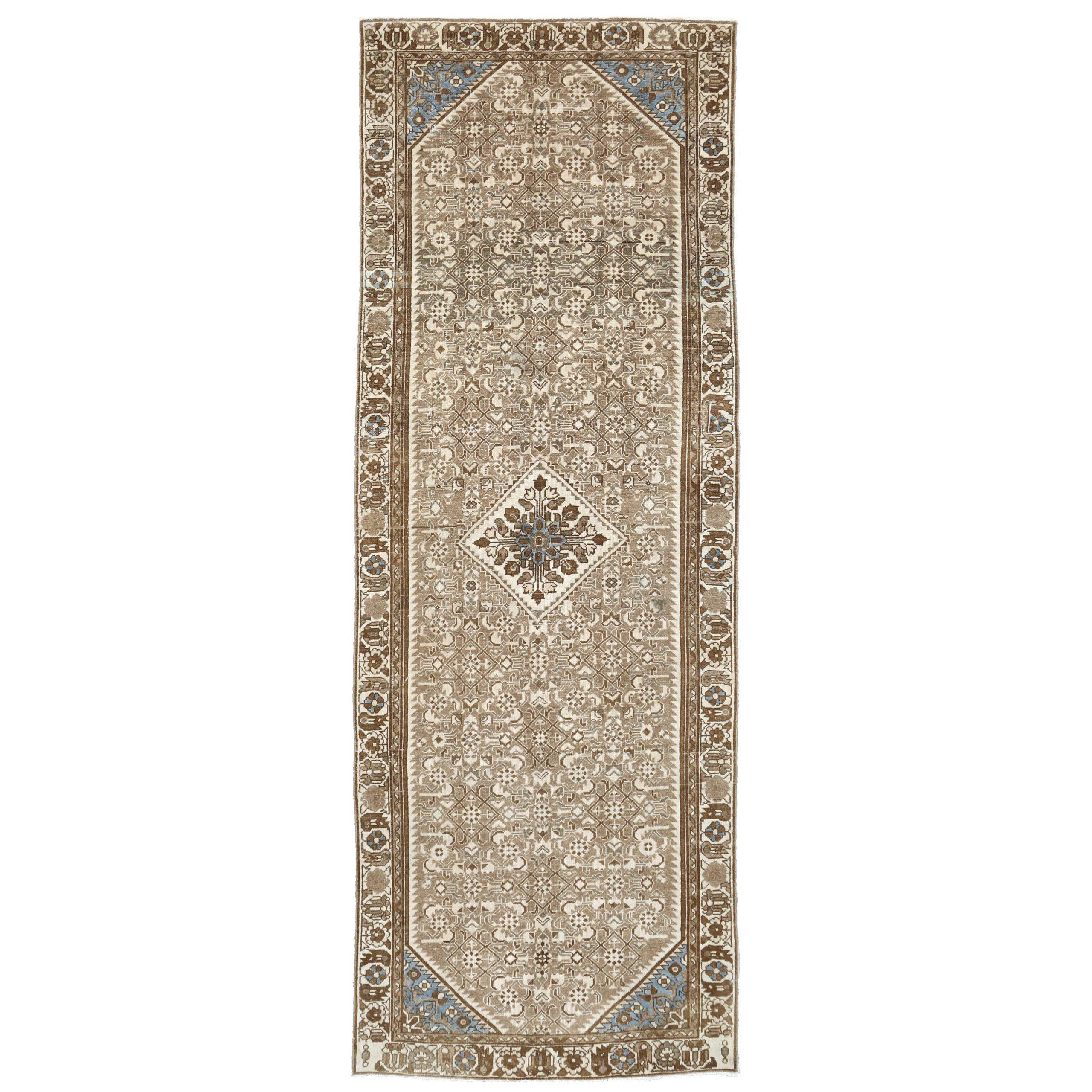 Tapis de course Turkey Anatoly - Laine Brown Ivory Taupe Design - 93262 en vente