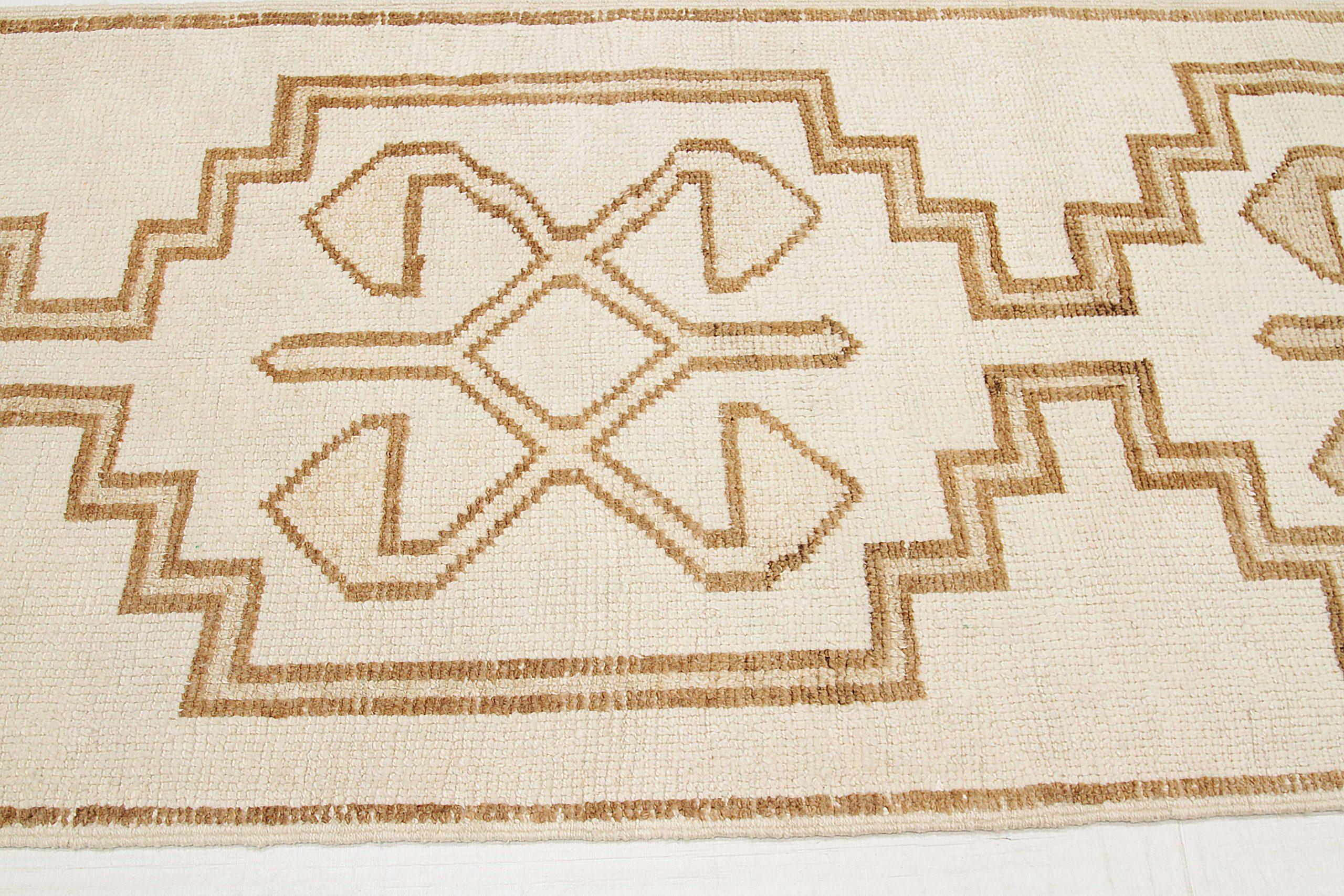 Tapis de course Turkey Anatoly - Laine Brown Ivory Yellow Design - 92531 Excellent état - En vente à Dallas, TX