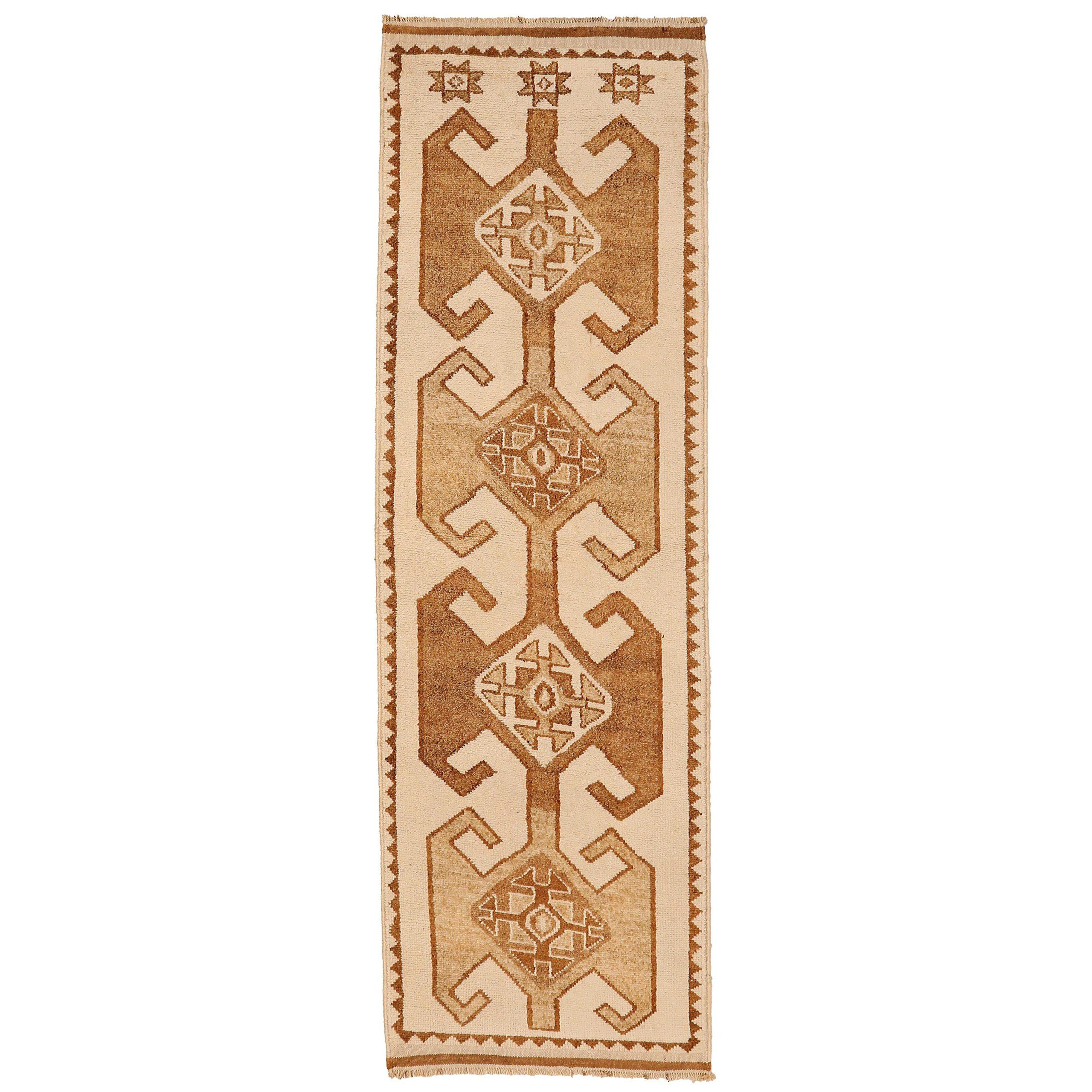 Türkei Anatoly Läufer Teppich - Wolle Braun Elfenbein Gelb Design - 93308