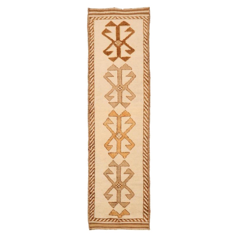 Tapis de course Turkey Anatoly - Laine Brown Ivory Yellow Design - 93350 en vente