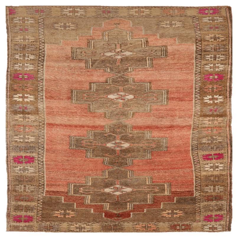 Turkey Anatoly Runner Rug - Wool Brown Pink Red Design - 92936
