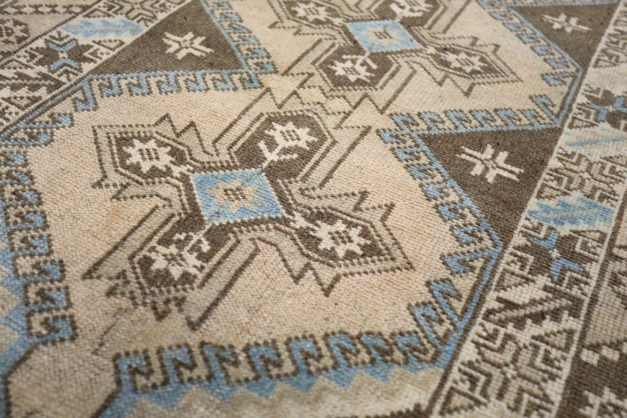 Tribal Tapis de course Turkey Anatoly - Laine Brown Taupe Design - 93253 en vente