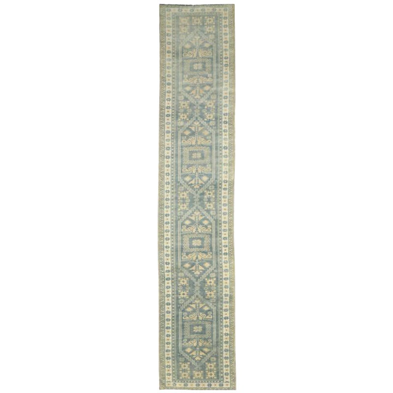 Tapis de couloir Anatoly de Turquie, gris, ivoire et jaune - 93256
