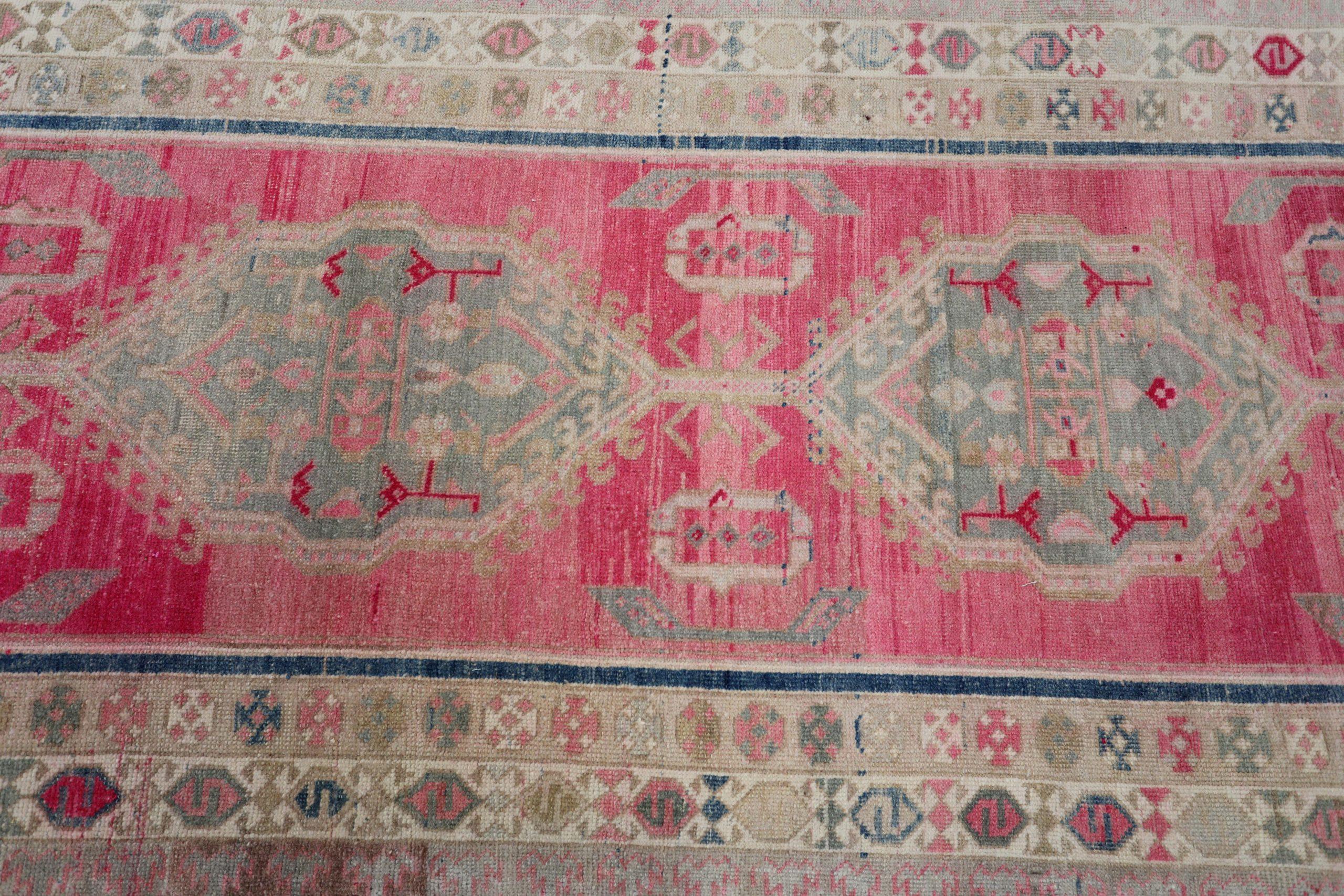 XX secolo Tappeto Anatoly Runner - Lana Verde Avorio Blu Navy Rosso - 93217 in vendita