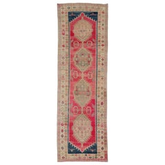 Tapis de couloir Anatoly Turquie vert ivoire bleu marine rouge - 93217