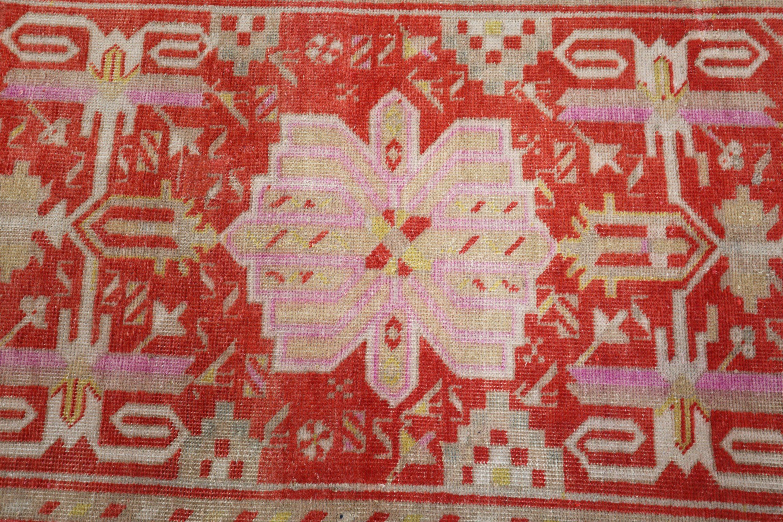 Turquía Anatoly Alfombra - Lana Verde Marfil Diseño Rojo - 93250 Turco en venta