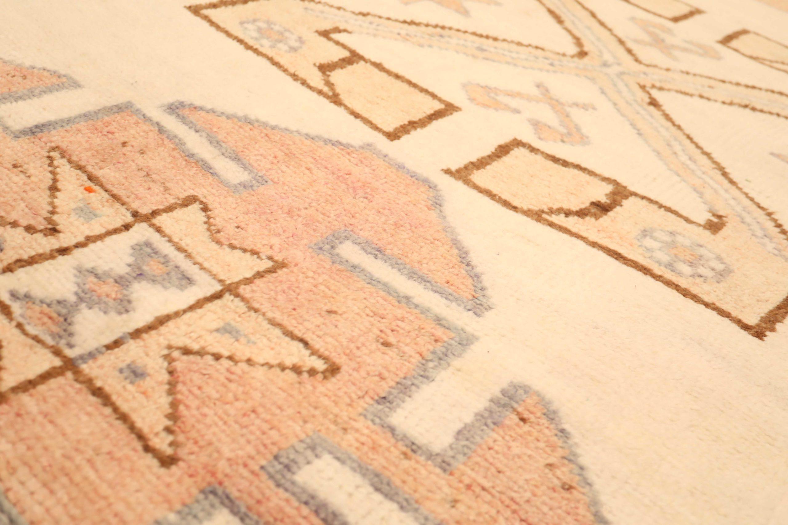 Turc Tapis de course Anatoly Turquie, motif en laine ivoire rose - 93366 en vente