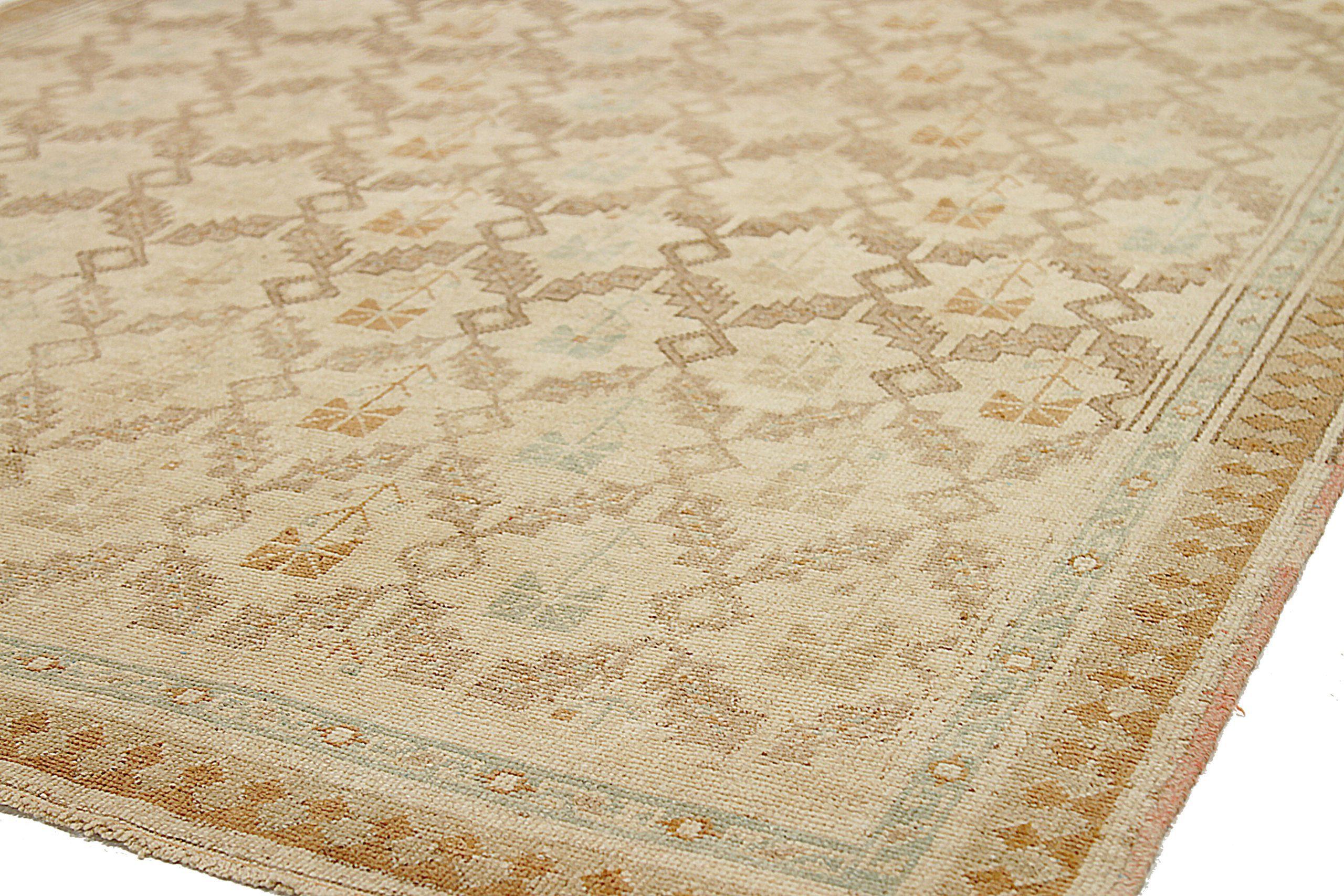 Turc Turkey Anatoly Small Rug Circa 1940 - Wool Blue Brown Ivory Design - 92516 en vente