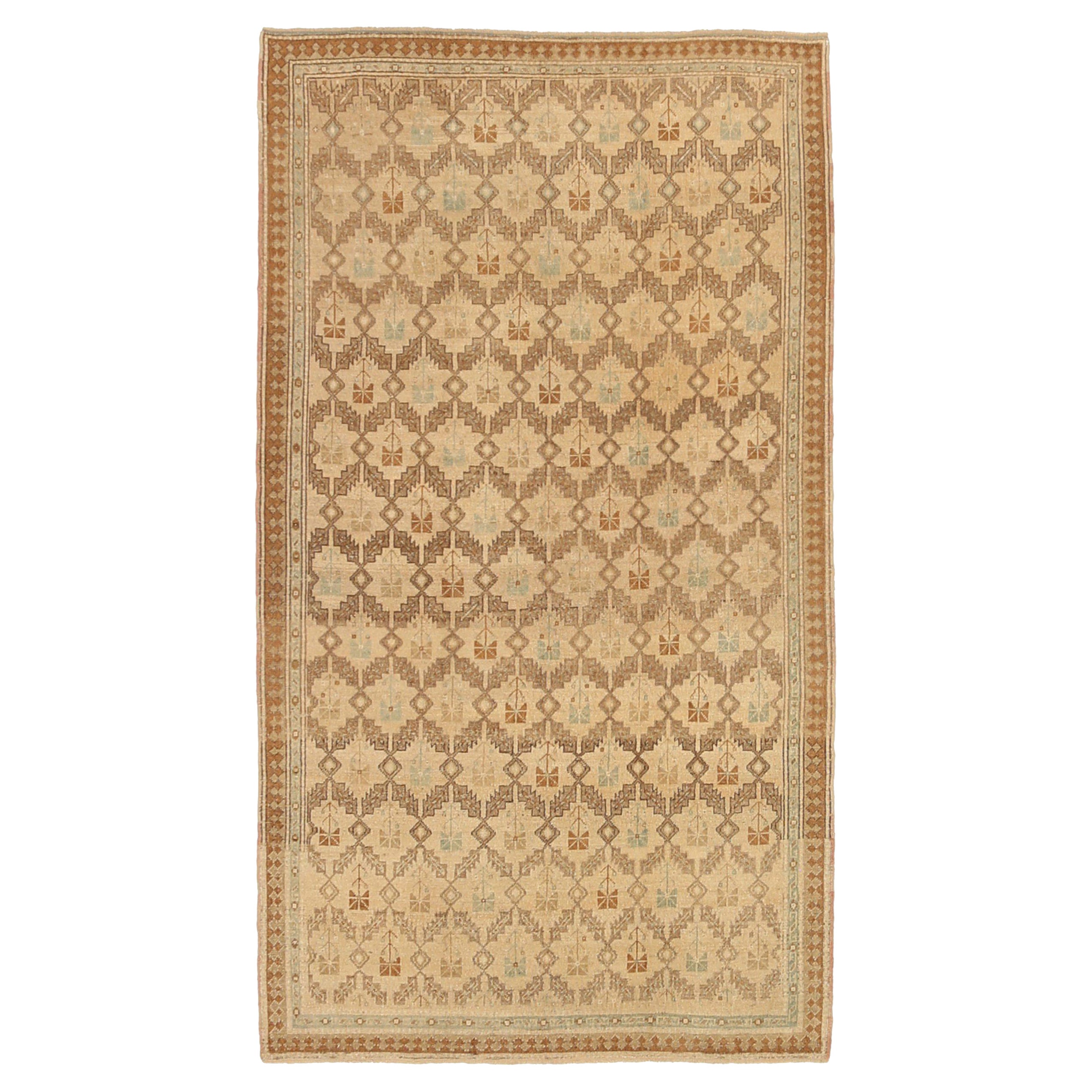 Turkey Anatoly Small Rug Circa 1940 - Wool Blue Brown Ivory Design - 92516