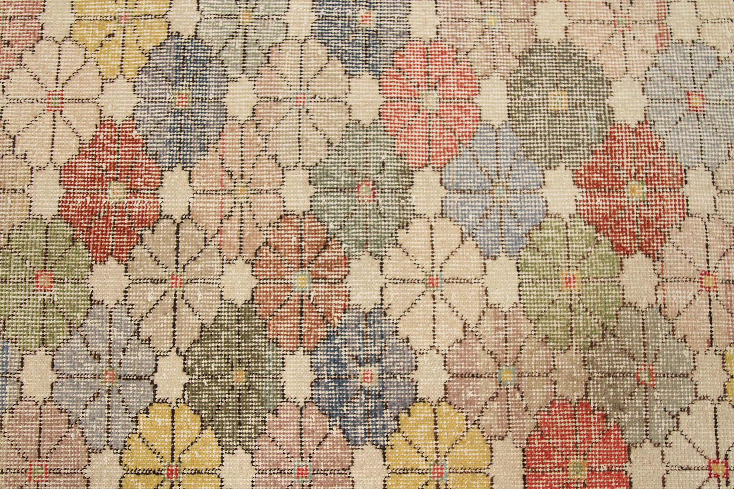 XX secolo Tappeto Turchia Anatoly Piccolo Circa 1940 - Lana Blu Verde Rosa Rosso Giallo - 92518 in vendita