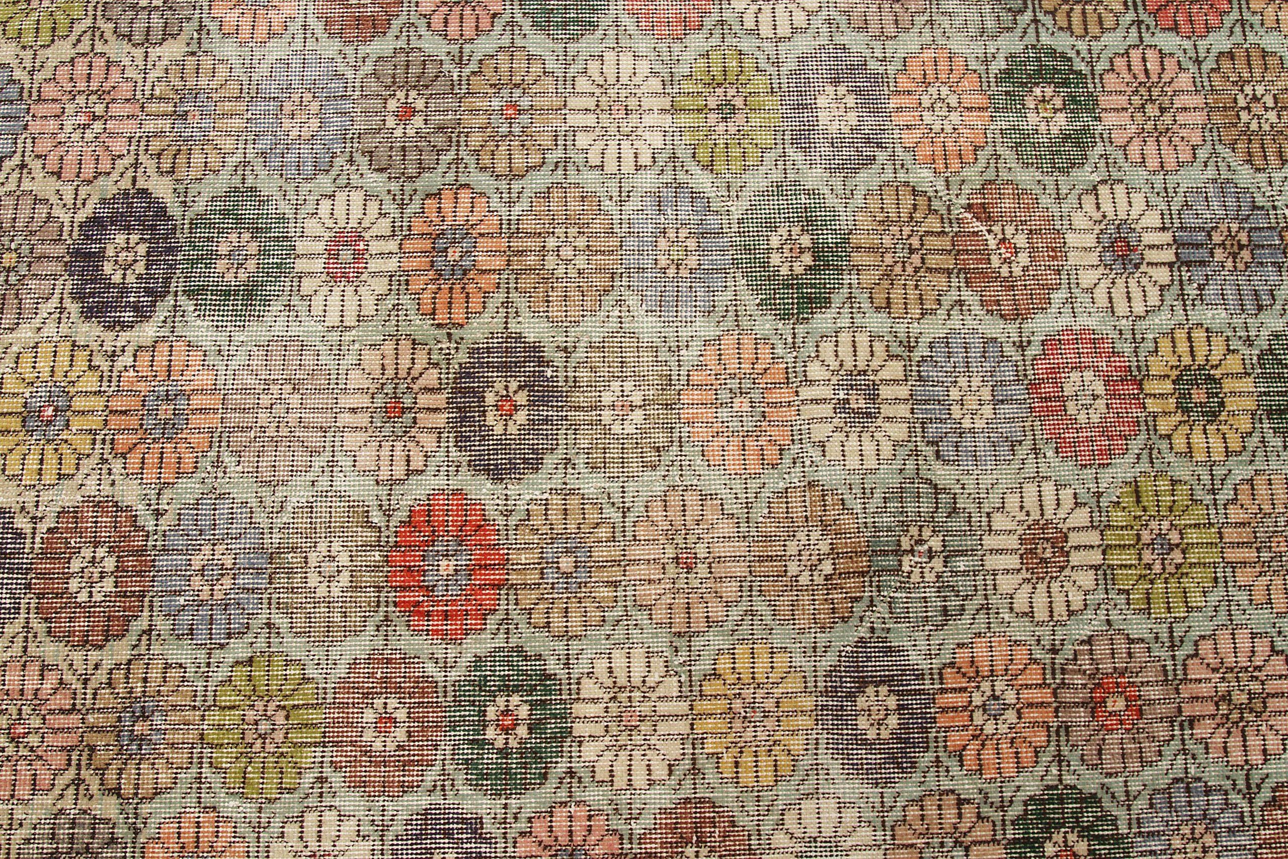 Turkish Turkey Anatoly Small Rug Circa 1940 - Wool Blue Green Pink Red Yellow - 92524 For Sale