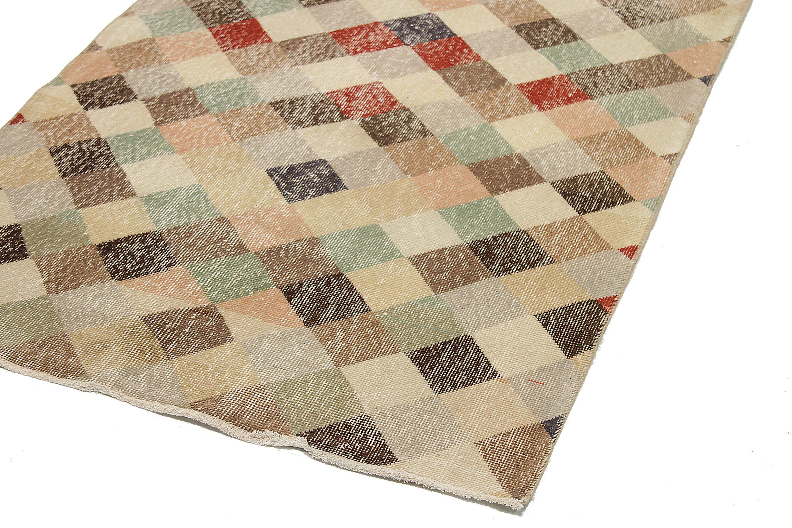 Turkish Turkey Anatoly Small Rug Circa 1940 - Wool Brown Green Ivory Pink Red - 92534 For Sale