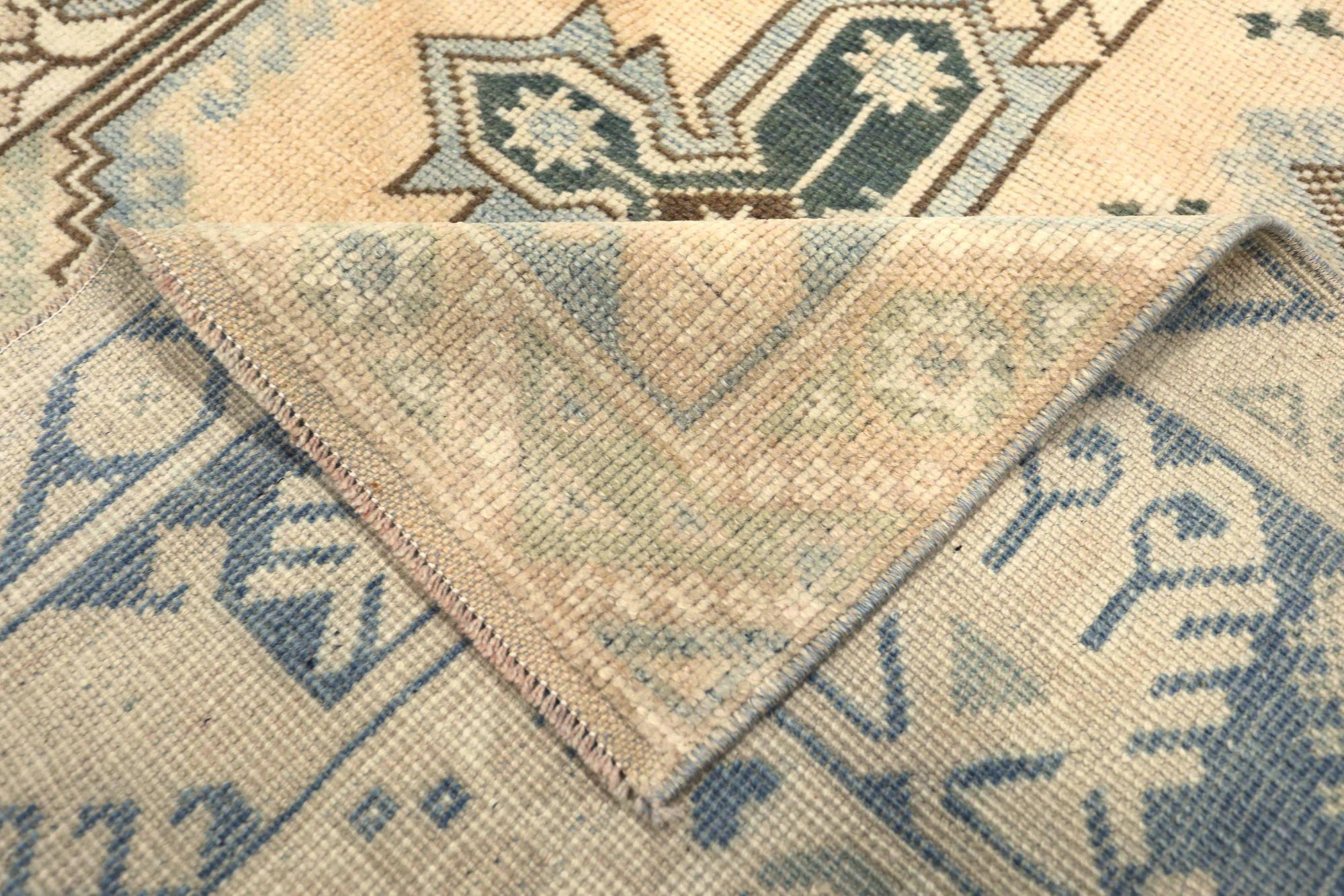 XX secolo Tappeto Turkey Anatoly Small - Lana Nero Blu Avorio Design - 93160 in vendita