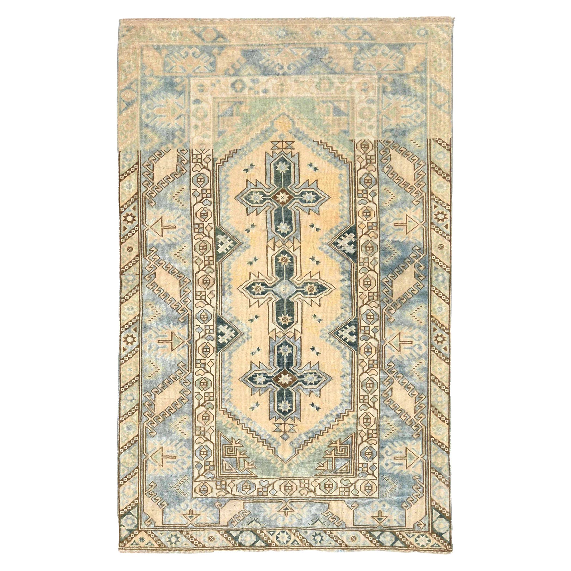 Tappeto Turkey Anatoly Small - Lana Nero Blu Avorio Design - 93160 in vendita