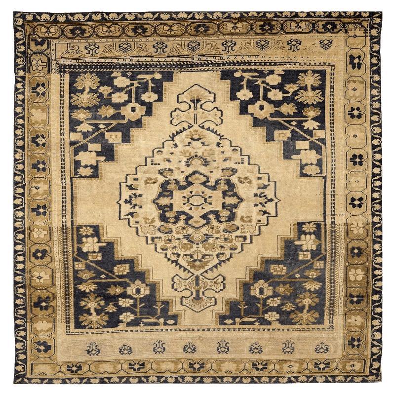 Turkey Anatoly Small Rug - Wool Black Ivory Design - 92966