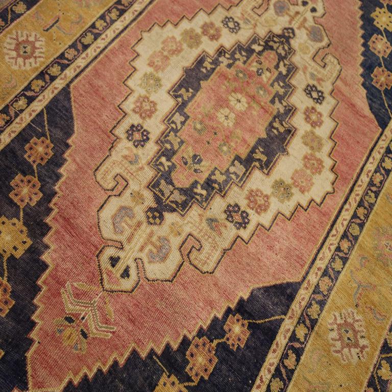 Tribal Turkey Anatoly Small Rug - Wool Black Ivory Pink Yellow - 92988 For Sale