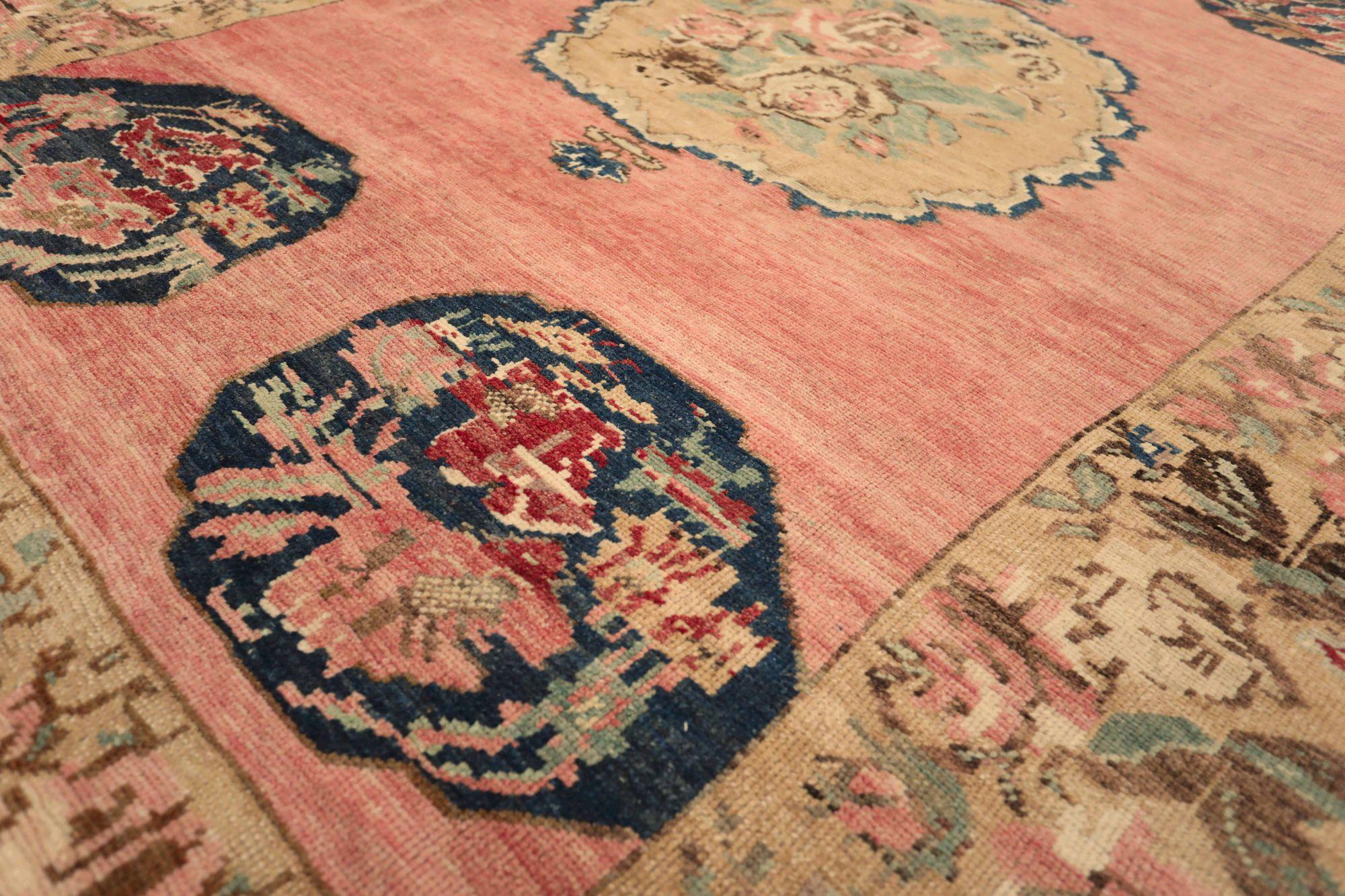 Tapis de Turquie Anatoly Small - Laine Noir Rose Rouge Jaune Design - 93185 Excellent état - En vente à Dallas, TX