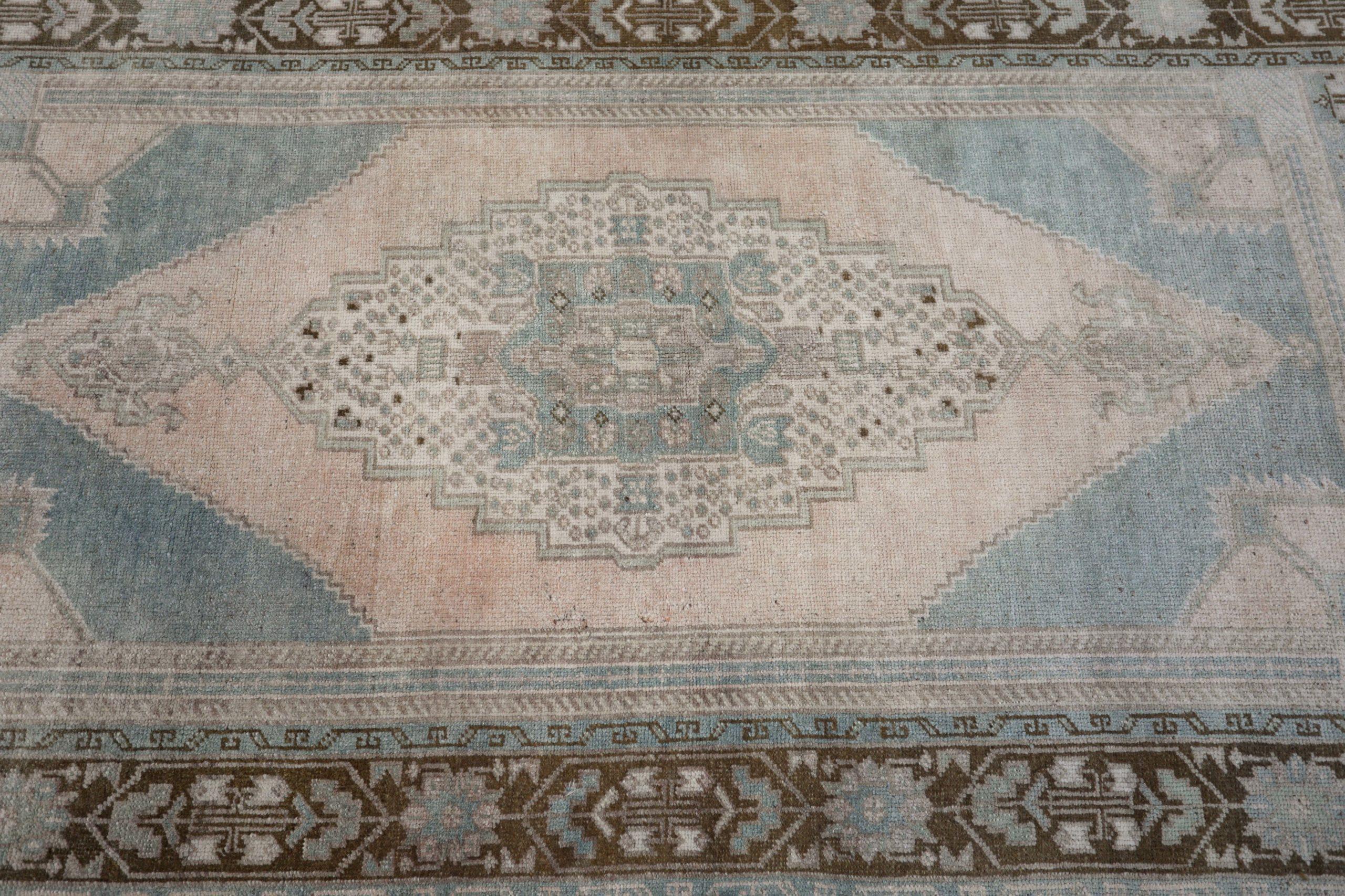 Türkei Anatoly Small Rug - Wolle Blau Braun Elfenbein Design - 93095 (20. Jahrhundert) im Angebot