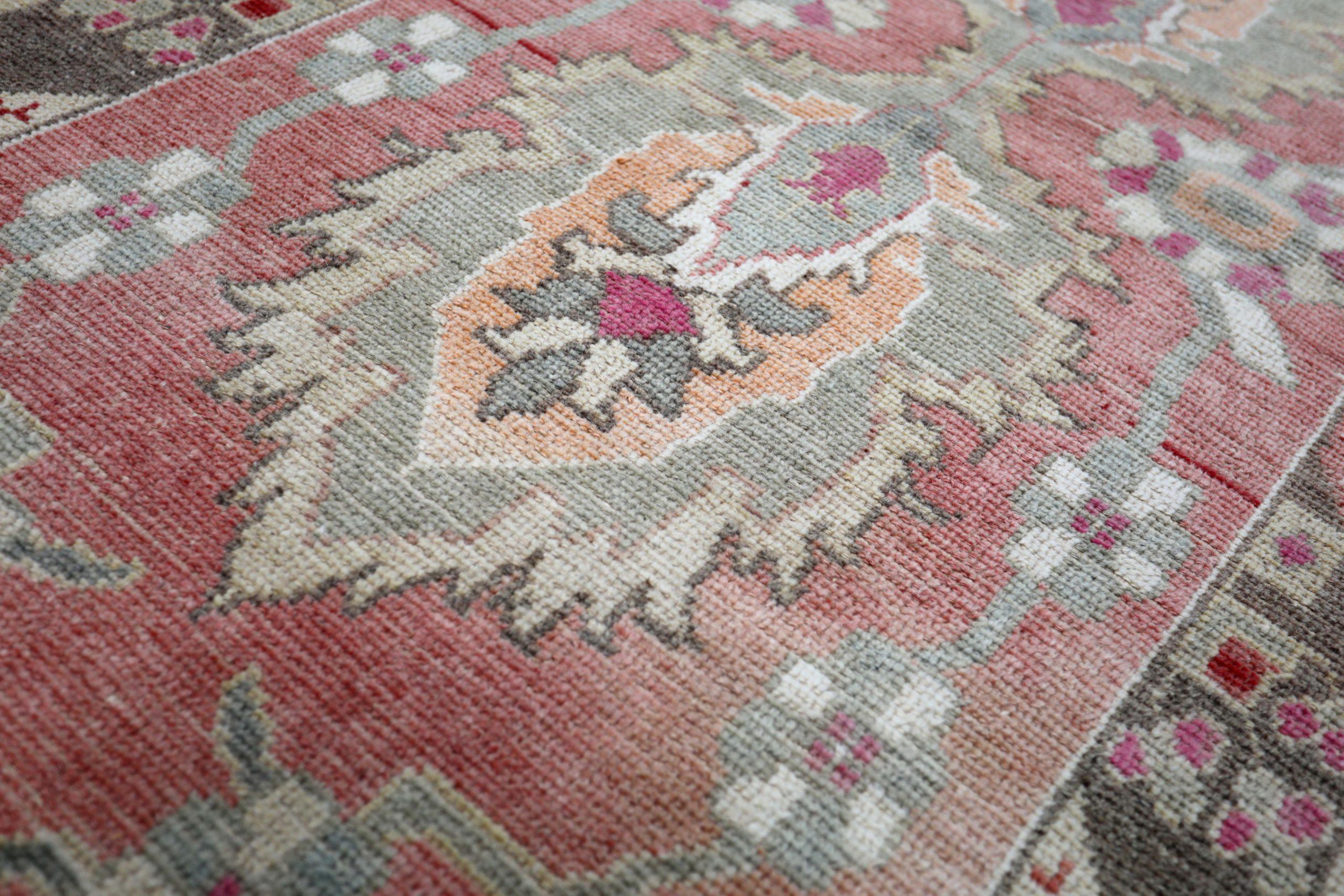 Turc Turkey Anatoly Small Rug - Wool Blue Brown Pink Design - 93227 en vente
