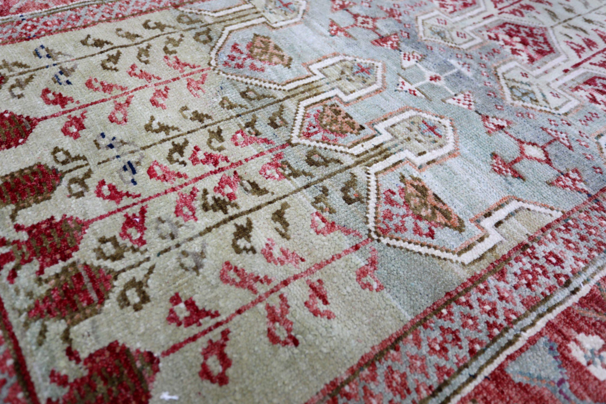 Turco Tappeto Turchia Anatoly Small - Disegno in lana blu verde rosso - 93222 in vendita