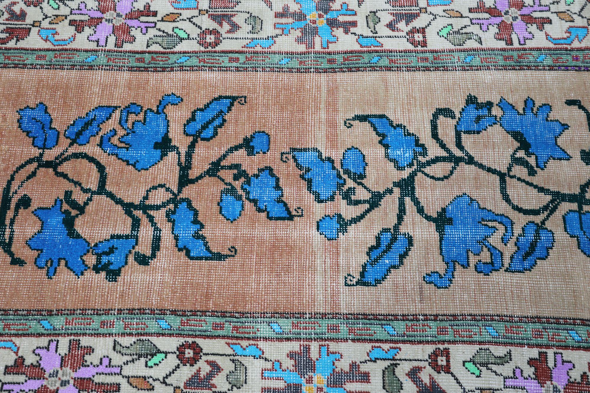 Turco Tappeto Turkey Anatoly Small - Lana Blu Avorio Arancione Rosa Purpel - 93171 in vendita