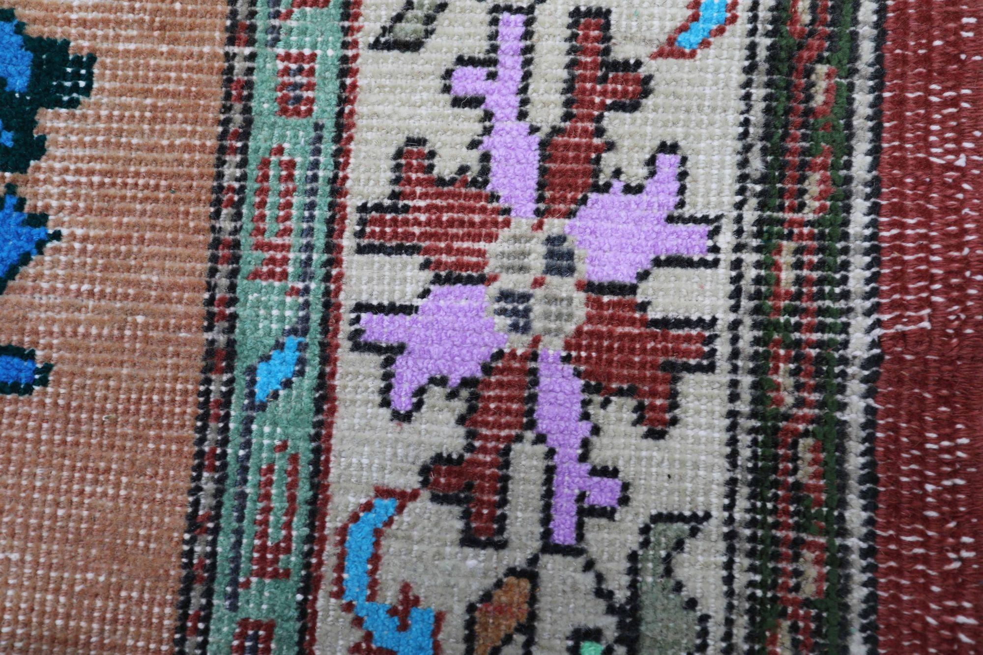 XX secolo Tappeto Turkey Anatoly Small - Lana Blu Avorio Arancione Rosa Purpel - 93171 in vendita
