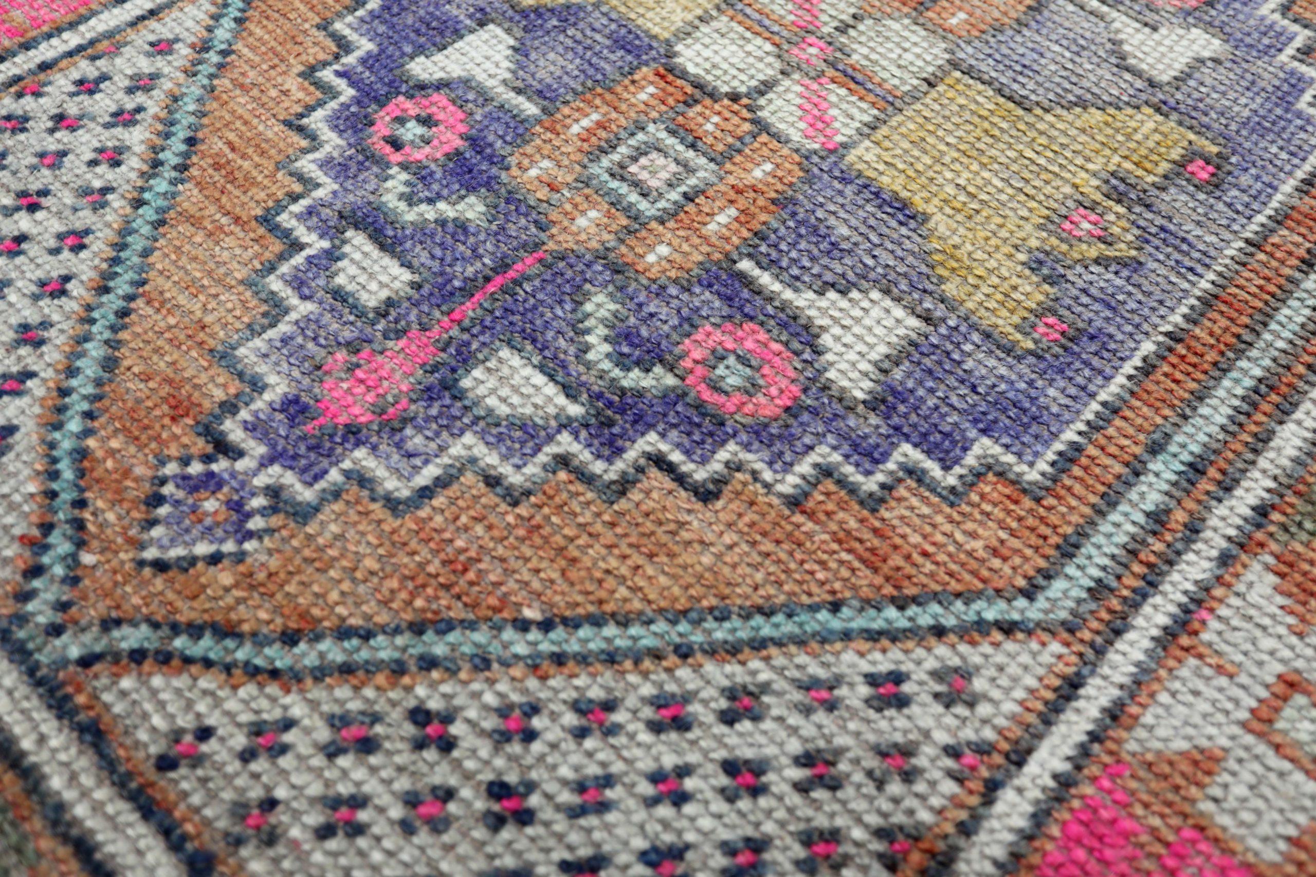 Turco Tappeto Turkey Anatoly Small - Lana Blu Avorio Arancione Rosa Giallo - 93244 in vendita