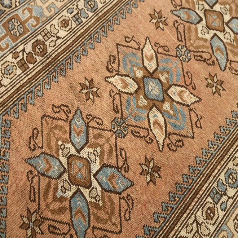 Türkischer Anatoly Kleiner Teppich - Wolle Blau Elfenbein Rosa Design - 92980 im Zustand „Hervorragend“ im Angebot in Dallas, TX