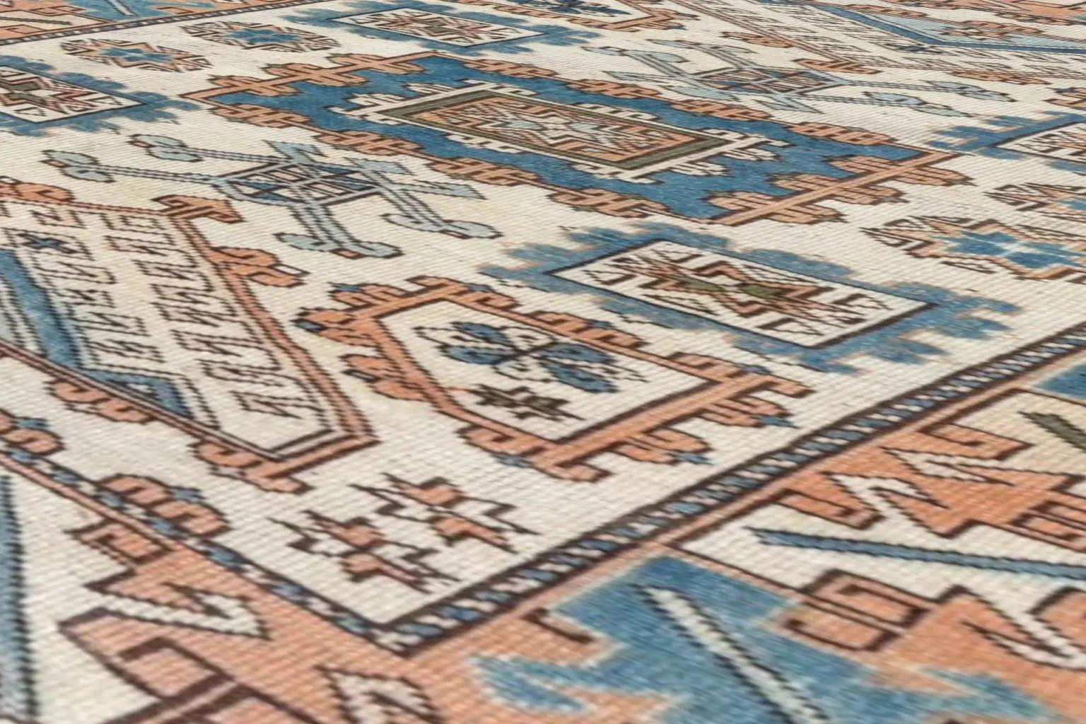 20th Century Turkey Anatoly Small Rug - Wool Blue Ivory Pink Design For Sale
