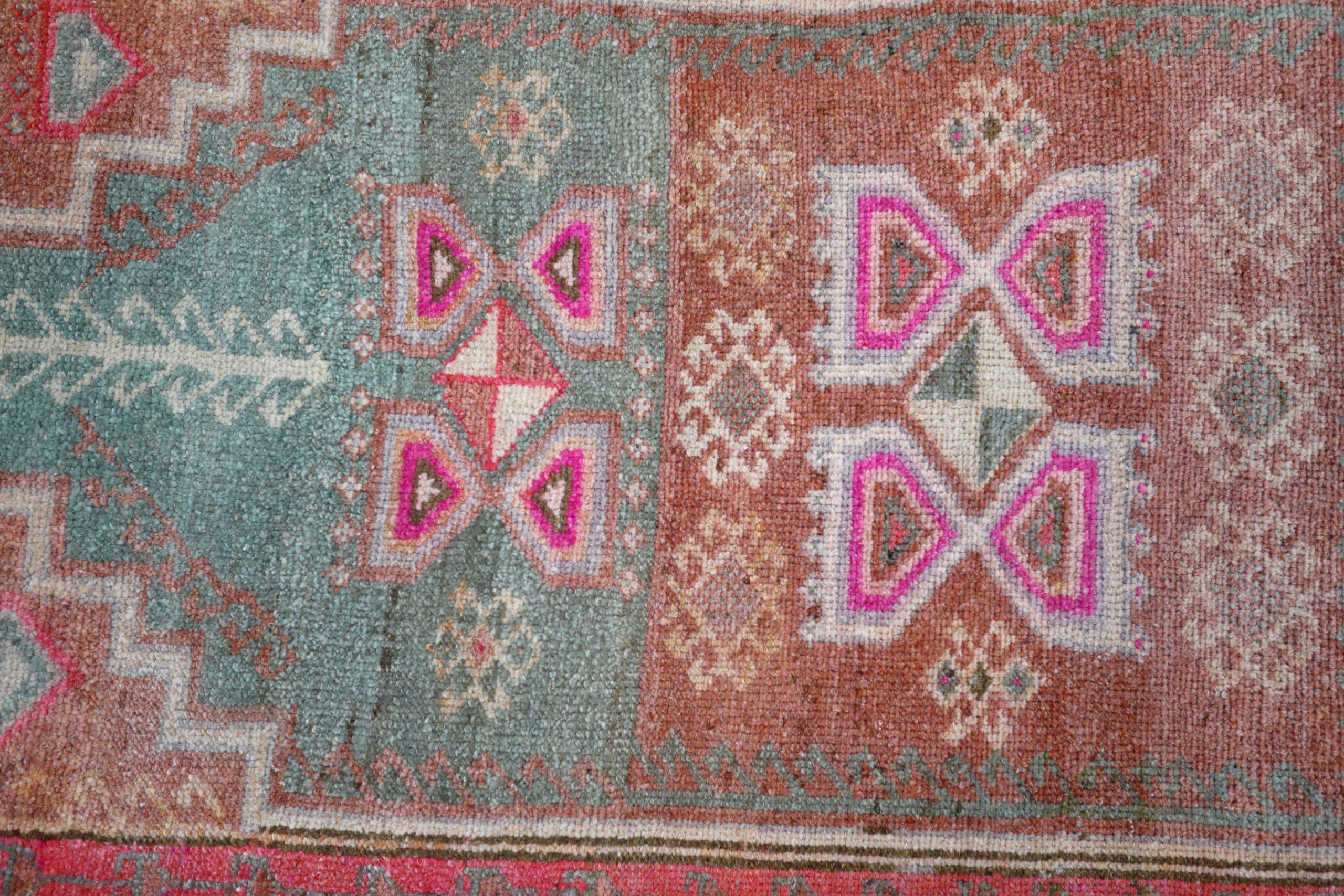 20th Century Turkey Anatoly Small Rug - Wool Blue Ivory Pink Red Design - 93224 For Sale