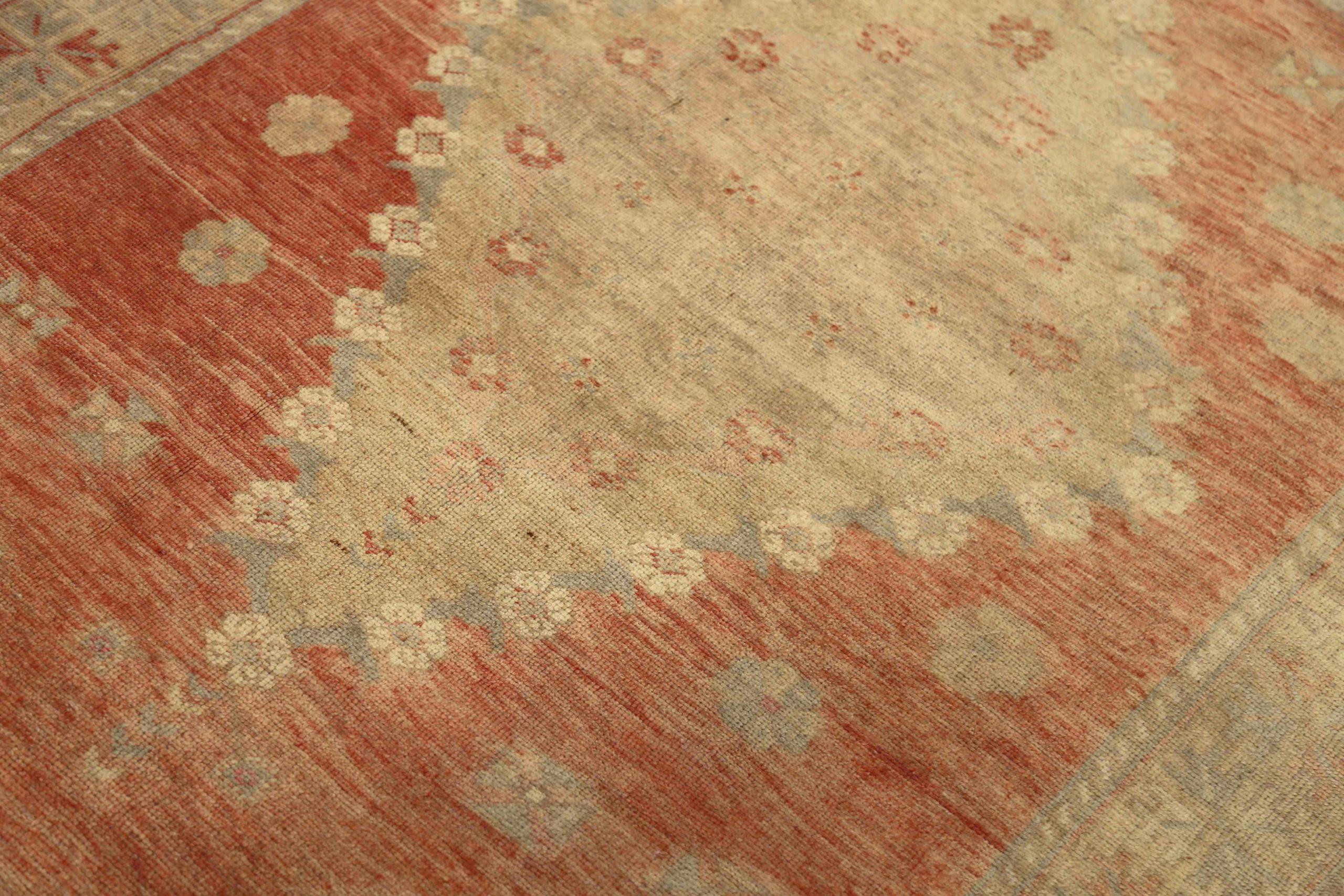 Türkischer Anatoly Kleiner Teppich - Wolle Blau Elfenbein Rot Design - 92898 im Zustand „Hervorragend“ im Angebot in Dallas, TX