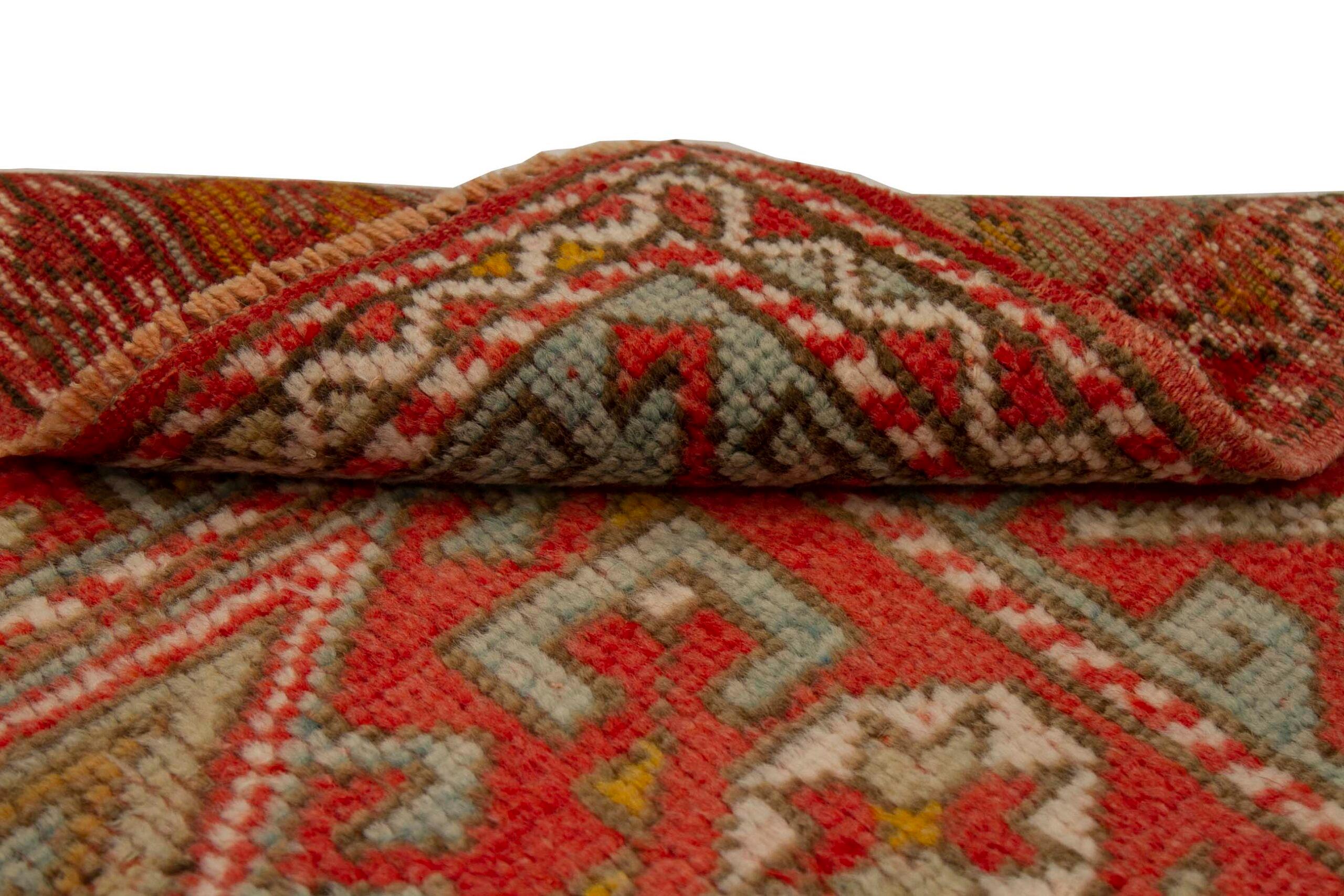Turkey Anatoly Small Rug - Wool Blue Ivory Red Yellow Design - 92769 In Excellent Condition For Sale In Dallas, TX
